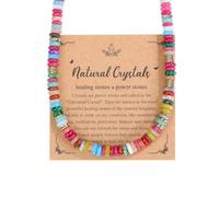 Jovivi Collana Perline Colorate a Abaco in Pietre e Cristalli per Donna Ragazza Boho Collana con Perle in Pietre Naturali a Colori per Reiki Guarigione Gioielli Heishi Surfer Estate Spiaggia Bohemian