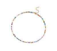 Jovivi Collana Perline Colorate a Abaco in Pietre e Cristalli per Donna Ragazza Boho Collana Sottile con Perla Vera in Pietre Naturali Reiki Gioielli Heishi Surfer Estate Spiaggia Bohemian Stile 2