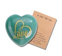 Jovivi Cuore in Pietra Naturale con Love Incisione per Cristalloterapia Ornamento Cristallo a Cuore con Parola Love Dorata Contro Ansia Energia Spirituale Reiki per Fidanzata Mamma Figlia Avventurina