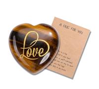 Jovivi Cuore in Pietra Naturale con Love Incisione per Cristalloterapia Ornamento Cristallo a Cuore con Parola Love Dorata Contro Ansia Energia Reiki per Fidanzata Mamma Figlia Occhio di Tigre