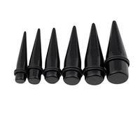 Jovivi kit 6pcs Dilatatore per Orecchio a Forma di Cono in Acrilico Nero 10-20mm Gioielli Piercing Unisex