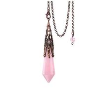 Jovivi Pendolo Gemma Pietra Preziosa Ametista Quarzo Rosa Occhio di Tigre Ossidiana Pendolino per Radioestesia Divinazione Cristalloterapia Ciondolo-2