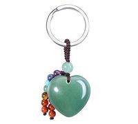 Jovivi Portachiavi Cuore in Pietra Naturale con 7 Chakra Gemme, Portachiavi Ciondolo di Cristallo Energia per Reiki Chakra Guarigione, Porta Chiavi Portafortuna Pietra Preziosa per Mamma-Avventurina