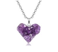 Jovivi Regalo per la Mamma Collana Pietra Preziosa con Ciondolo Ametista Grezzo a Cuore Cristallo Naturale - Gioielli Regalo Donna Ragazza Compleanno