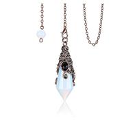 Jovivi Vintage Pendolino Esoterico in Pietra Naturale per Rabdomanzia Pendolo Radioestesia Divinatorio Esagonale Sfaccettato Cristalloterapia Pendolo Chakra Pietra Energia Meditazione - Opalite