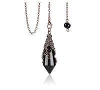 Jovivi Vintage Pendolino Esoterico in Pietra Naturale per Rabdomanzia Pendolo Radioestesia Divinatorio Esagonale Sfaccettato Cristalloterapia Pendolo Chakra Pietra Energia Meditazione - Ossidiana