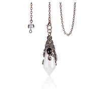 JOVIVI Vintage Pendolino Esoterico in Pietra Naturale per Rabdomanzia Pendolo Radioestesia Divinatorio Esagonale Sfaccettato Cristalloterapia Pendolo Chakra Pietra Energia Meditazione-Cristallo Bianco