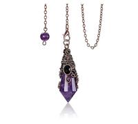 Jovivi Vintage Pendolino Esoterico in Pietra Naturale per Rabdomanzia Pendolo Radioestesia Divinatorio Esagonale Sfaccettato per Cristalloterapia Pendolo Chakra Pietra Energia Meditazione - Ametista