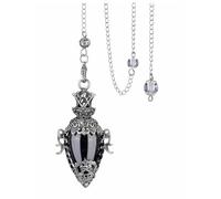 Jovivi Vintage Pendolo Esoterico a Uovo in Pietra Naturale per Rabdomanzia Pendolino Divinatorio Radioestesia Cristallo con Stella per Energia Spirituale Reiki Guarigione Cristalloterapia (Ossidiana)