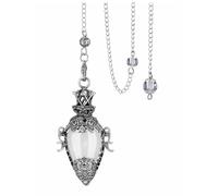 Jovivi Vintage Pendolo Esoterico a Uovo in Pietra Naturale Rabdomanzia Pendolino Divinatorio Radioestesia Cristallo con Stella Energia Spirituale Reiki Guarigione Cristalloterapia (Cristallo Bianco)