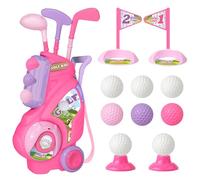 Jovizo - Set da golf per ragazze ragazzi 2 3 4 anni carrello da golf migliorato per bambini con 3 racchette e 8 palline, giocattolo sportivo per interni ed esterni, regalo di compleanno, rosa