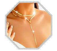 Jovono Y Collana girocollo a strati in oro a spina di pesce, lunga collana a serpente Shain, accessori per le donne, /