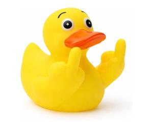 JOVYTH 1 Paperella di Gomma Provocatoria con Dito Medio - Papera Gialla da Bagno, Accessorio Bagno Divertente, Anti-Stress, Regalo Gag, per Vasca da Bagno, Ufficio, Festa