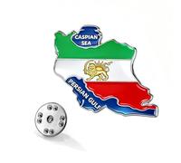 JOVYTH 1 Spilla Mappa Dell'Iran - Spilla Iraniana In Acciaio Inossidabile, Motivo Leone E Sole Corona, Bandiera Persiana, Souvenir Per Persone Di Origine Iraniana, Lavorazione Di Qualità