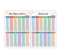 JOVYTH 2 Poster Tabelline e Divisioni 1-12, Matematica Bambini 29 x 42 cm