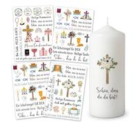 JOVYTH 4 Sheets of The Lord's Supper Stickers, Rub On Sticker, Cross-shaped Candle Water Stickers，Alphabets, Stickers for Furniture, Glass, Wood, Scrapbooking，for Baptism and Wedding Decorations