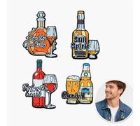JOVYTH 4 Spille a Tema Bevande - Birra, Vino, Whisky e Cognac, in Metallo, da Fissare su Giacche, Cappelli o Borse, Ideali per Feste al Bar e Riunioni tra Amici