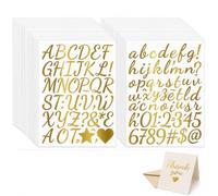 JOVYTH Confezione da 1590 Adesivi Lettere Dorate, Lettere Autoadesive in Stile Manoscritto con Numeri e Simboli, Adesivi Impermeabili per Scrapbooking, Biglietti e Decorazioni