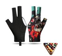 JOVYTH Guantino Biliardo 3 Dita con Teschio, Guanto da Stecca Antiscivolo, Tessuto Traspirante per Lunghe Sessioni di Gioco, Regalo per Appassionati di Biliardo(Guanto sinistro)