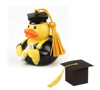 JOVYTH Papera di Gomma con Diploma e Cappello, Paperella Bagnetto Laurea, Regalo Divertente per Esame Superato, con Confezione Regalo