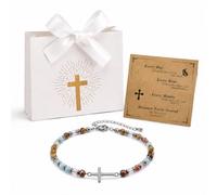 JOVYTH set regalo con bracciale a croce, biglietto augurale e sacchetto, set da 3 pezzi, per compleanno, ricorrenze e idee regalo, con presentazione coordinata per ricorrenze e piccoli pensieri