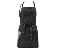 Jowcud Grembiule in denim con 5 tasche per cucina, parrucchiere, grembiule per donne e uomini, grembiule regolabile per jeans, per arte, caffetteria, lavoro, Nero grigio, taglia unica