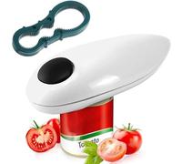Jowenia Apriscatole elettrico, coperchio senza bordo affilato con apribottiglie, apriscatole automatico One Touch per anziani, utensile da cucina per artrite e mani deboli