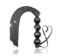Jowpoe Frusta Antiscivolo in Acrilico Nero con Impugnatura a Zucca e Filo di Silicone per Sport all'Aria Aperta, frustino da Equitazione (45 cm)