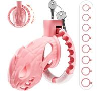 Jowpoe Gabbia Maschile, Dispositivo Grande e Leggero con 8 Misure Regolabili e Blocco Invisibile, Attrezzatura e Accessori per Bondage per Esercizi Maschili (Rosa)