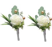 Jowxsx 2 rose artificiali per matrimonio, sposo e testimone dello sposo, con spille, per matrimoni, anniversari, celebrazioni, balli, feste, decorazioni per la casa, fiori artificiali