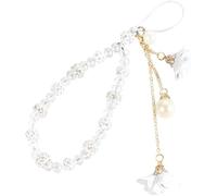 Jowxsx Cinturino per telefono cellulare bianco Bling Lanyard Braccialetto Cinghia da mano Corda appesa Ciondolo Fiore Cavo corto Cinghie da polso Fascini per telefono cellulare Accessori per custodia