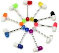 Jowxsx Set di 10 piercing a forma di pillola per lingua, capezzolo, lingue e capezzoli, gioielli eleganti e pratici
