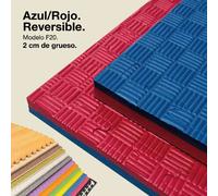 JOWY Tatami Puzzle 100 x 100 x 2 cm · Gomma EVA reversibile blu/rosso o grigio/nero · Modello 5 linee · Tappetino per arti marziali, yoga, fitness e pavimento Tatami giapponese