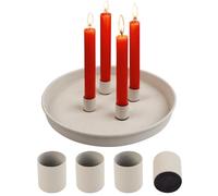 Joxessaien Vassoio magnetico per candele, beige, Ø 23 cm, rotondo, in metallo, con 4 supporti magnetici, portacandele Skandi per avvento, Natale e festa da tavolo