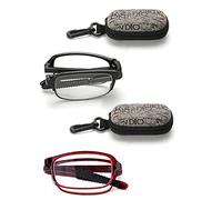 JoXiGo 2 Pezzi Occhiali da Lettura Pieghevoli 1.0 Uomo Donna Compatti Custodia, Montatura in TR90 Occhiali Visione Chiara Anti-fatica, Diottrie +1.00 (45-49 Anni), Nero + Rosso