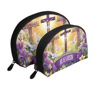 Joy and Hope for Easter - Trousse da viaggio con stampa a conchiglia, 2 pezzi, portatile, da viaggio, bianco, Taglia unica