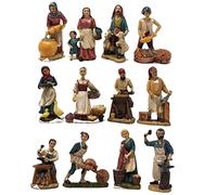 Joy Christmas Pastori Mestieri in Resina 10 cm per Presepe Set 12 Pezzi Assortiti - 46002