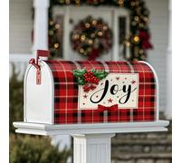 Joy Coperture magnetiche per cassette postali, decorazioni natalizie rosse per cassetta postale con bacche di agrifoglio, decorazione per portico anteriore, 45 x 53 cm