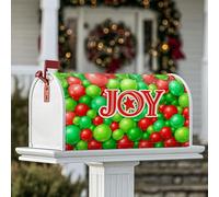 Joy Coperture magnetiche per cassette postali, palline verdi natalizie rosse e palline rosse, decorazione per porta d'ingresso, 45 x 53 cm