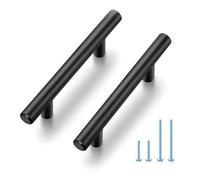 JOY DECOR Confezione da 30 maniglie per armadietti da cucina da 12,7 cm, con foro centrale da 7,6 cm, nero opaco, in acciaio inox, per cassetti da cucina, armadi, centri fori 76 mm