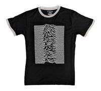 Joy Division Ringer T Shirt Unknown Pleasures Logo Nuovo Ufficiale Unisex Nero