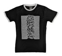 Joy Division Ringer T Shirt Unknown Pleasures Logo Nuovo Ufficiale Unisex Nero Size S