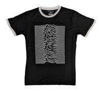 Joy Division Ringer T Shirt Unknown Pleasures Logo Nuovo Ufficiale Unisex Nero Size L