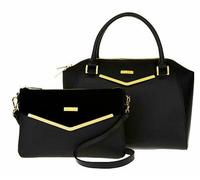 Joy E Iman Borsa In Pelle E Clutch Con Dettaglio In Velluto Nera
