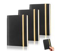 Joy & Inspiration 3 Pezzi Taccuino A6 Piccolo, Taccuino in Pelle 192 Pagine con Chiusura Elastica, 9,6 x 14,5 cm Mini Taccuinos Portapenne Nero Agenda da Viaggio per Ufficio e Scuola, Taccuinos