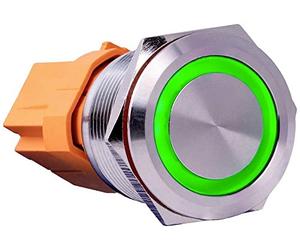 Joy-it Button22C-01 Button22C-01 - Interruttore 250 V, colore verde ((Ø x L), 24,80 mm x 34,50 mm, IP67, IK10 1