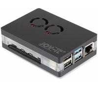 RPI CASE 03B - Custodia per Raspberry Pi 4, acrilico, 2x ventilatore, nero/tras