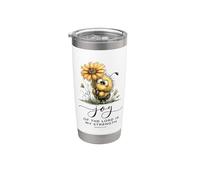 Joy Of The Lord Is My Strength Scripture Cute Bee Girasole Bicchiere termico in acciaio inox doppia parete