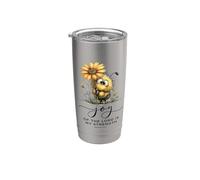 Joy Of The Lord Is My Strength Scripture Cute Bee Girasole Bicchiere termico in acciaio inox doppia parete