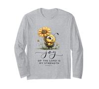 Joy of The Lord Is My Strength Scripture Cute Bee Girasole Maglia a Manica